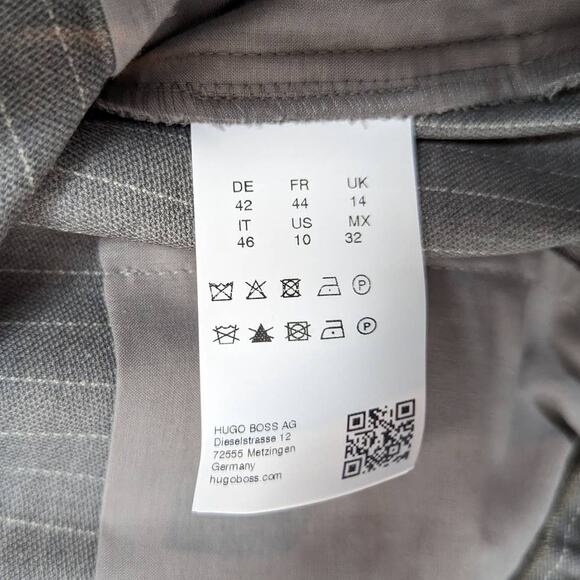 BOSS Hugo Boss Telana Pinstripe Trousers Gray & White Size 10 - Picture 7 of 14
